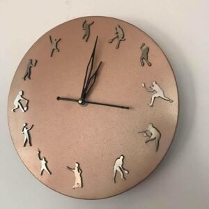 Badminton Sports Wall Clock in Rose Gold Metal