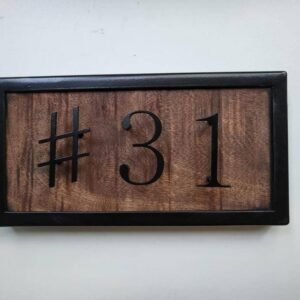 Arts and Crafts Name plate in metal and wood