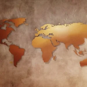 Ombre World Map in Metal